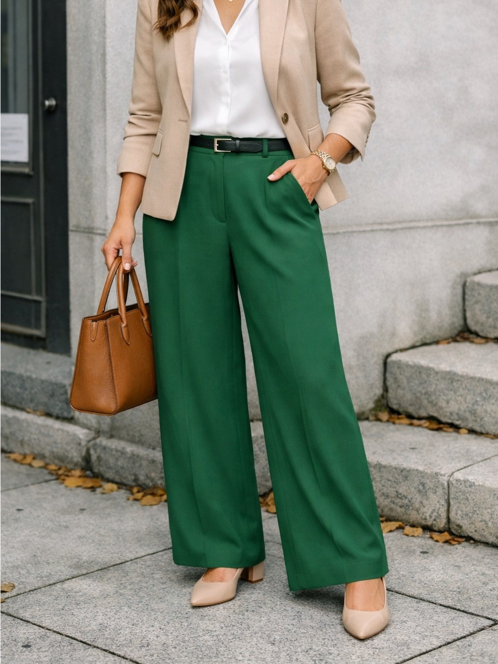 NWT Micas Emerald Wide-Leg Trousers